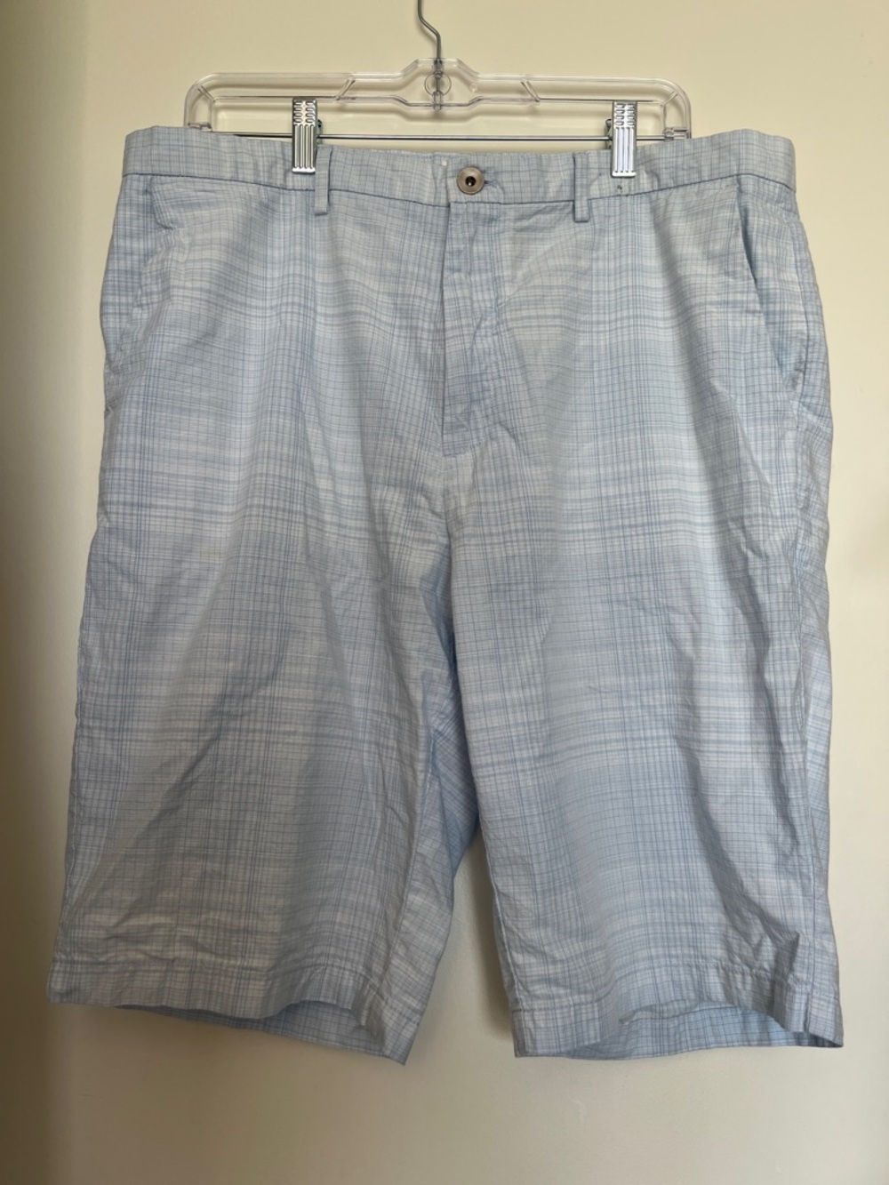 Calvin Klein Light Blue Plaid Flat Front Shorts